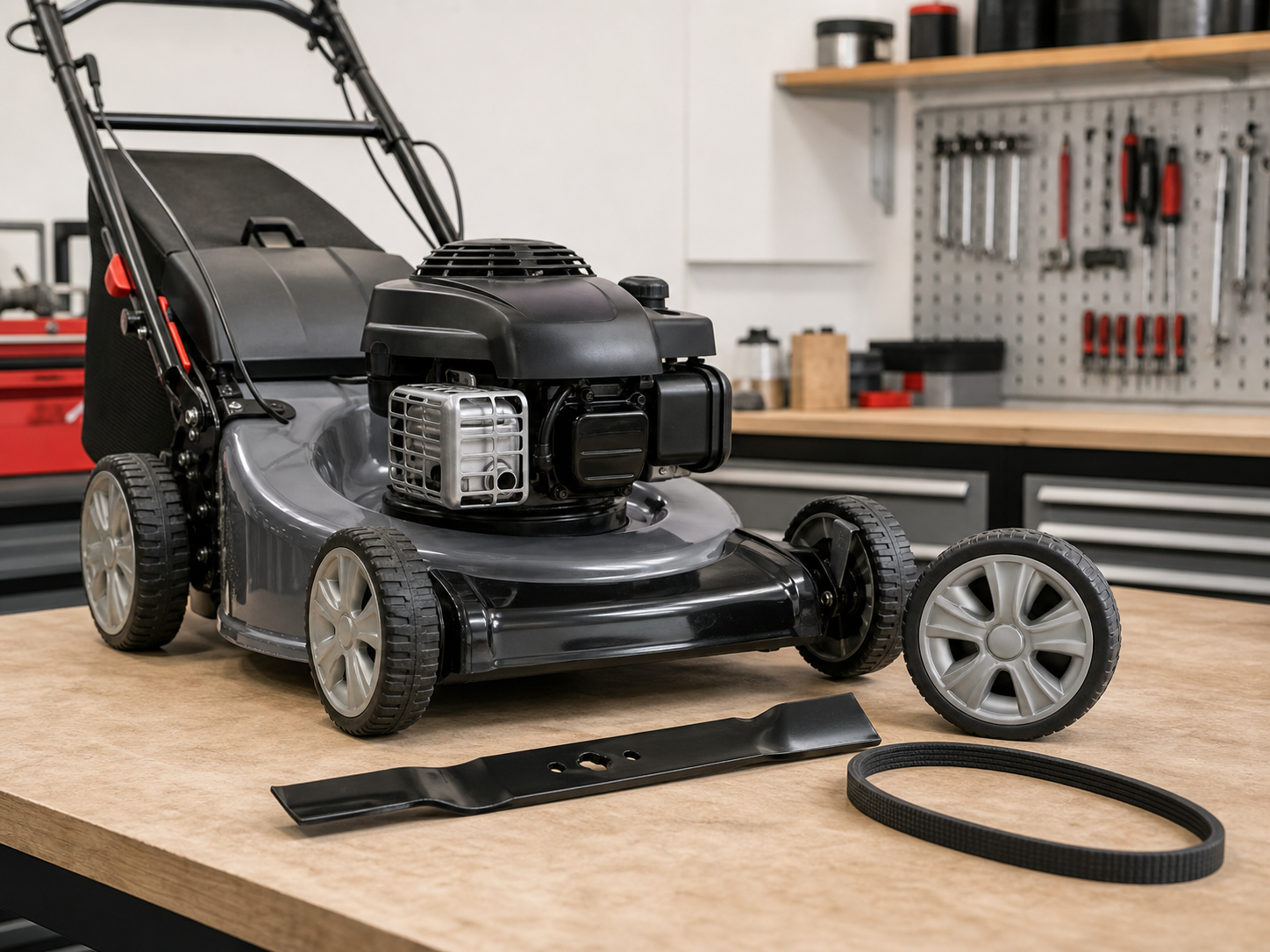 Walk-behind lawn mower and replacement parts